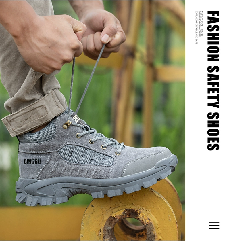 Dinggu labor protection shoes men's anti-smash and anti-puncture mid-high top winter cotton shoes steel toe lightweight with steel plate work