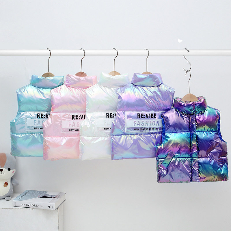 Children's down cotton waistcoat for children's clothing autumn and winter new collar vest male and female outside wearing baby warm and colourful waistcoat