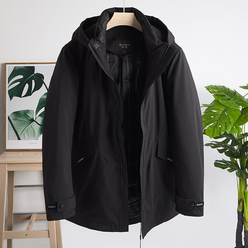 Detachable liner ya Luyuan single cut label outdoor windproof thickened warm hooded down jacket men's tide