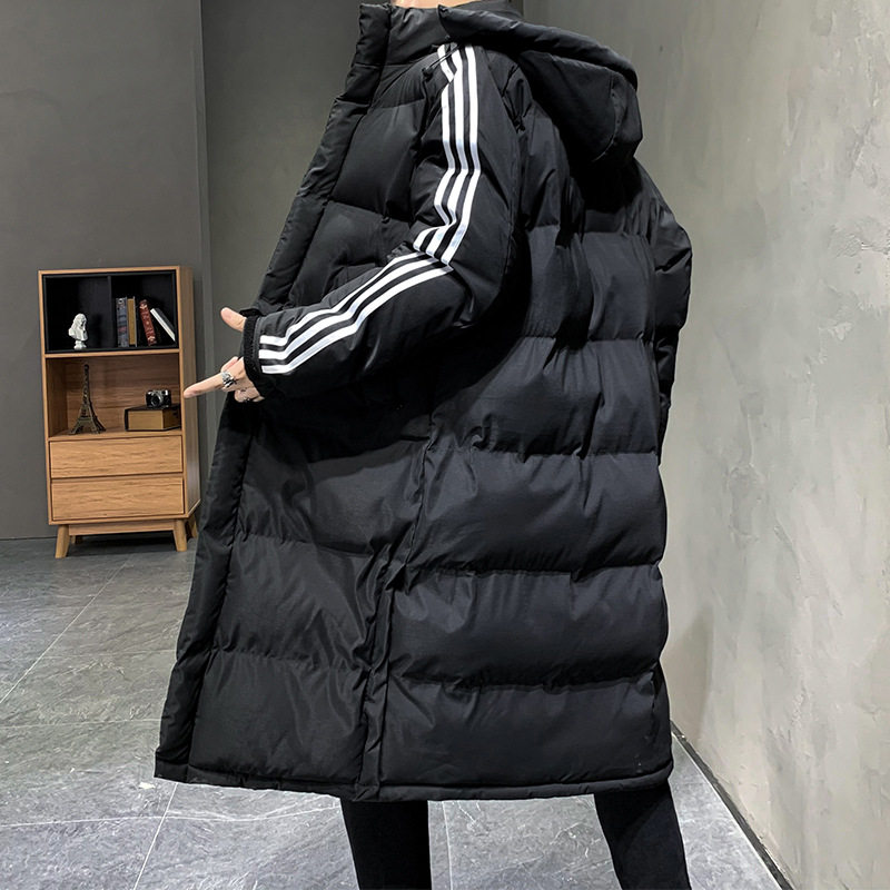 Cotton clothes men's winter new teenagers lengthened thickened Even cap warm down cotton clothes Trend Sport Long version cotton padded jacket