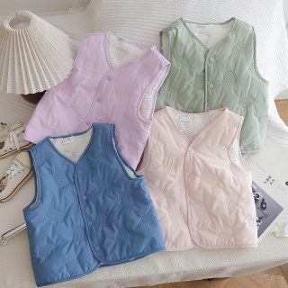 Children's fleece integrated cotton vest for boys and girls in autumn and winter