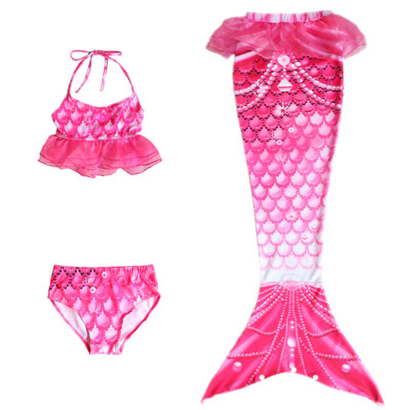 Children's swimsuit lace lace mermaid princess skirt mermaid tail three-piece set girls blue swimsuit pants