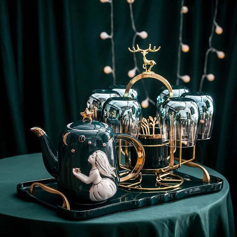 Nordic bubble tea set tea cup teapot home light luxury water cup ceramic glass water utensils cup living room