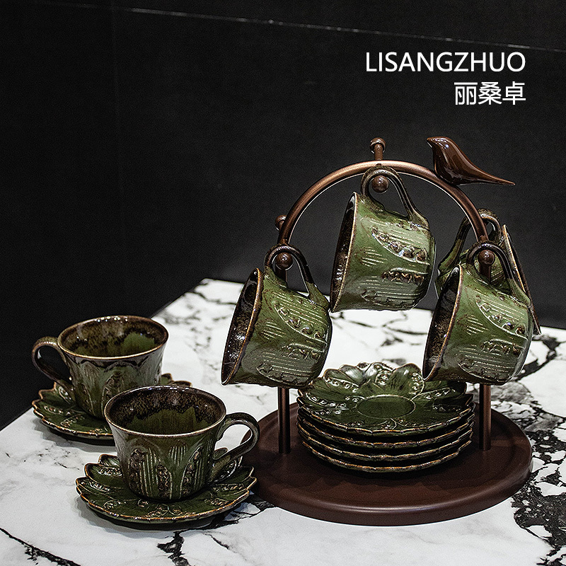 Coffee Cup Storage Set, Vintage and Exquisite Ceramic, High Aesthetic Value, Mid-Century Style, Home Afternoon Tea Set