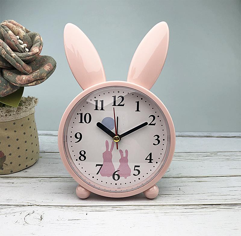 Small Rabbit Alarm Clock Pink Bedroom Creative Personality Sloth People Bugg Stars Girl Cute Internet Red Clock Pendulum