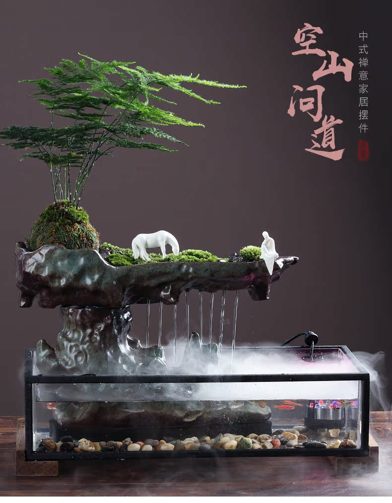 Chinese ceramic creative home furnishing articles sitting room office desktop water fountain aquarium opening gifts