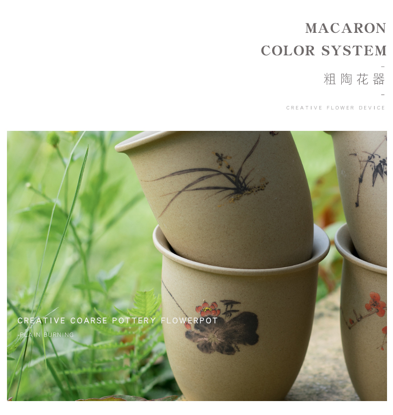 Creative to restore ancient ways more meat cooks, coarse pottery flower POTS, breathable ceramic flowerpot contracted classic Chinese style manual old from running