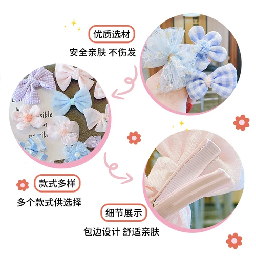 Детская милая заколка для волос, безвредные шпильки для волос с бантиком для принцессы, аксессуар для волос, в цветочек, не повреждает волосы