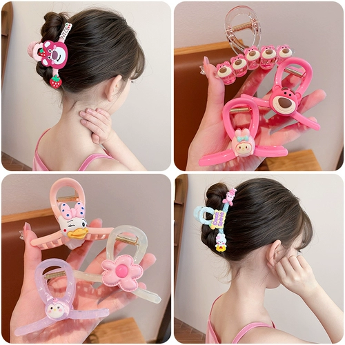 Детская заколка-крабик, милая клубника, безвредная заколка для волос, акула, аксессуар для волос, не повреждает волосы, коллекция 2023