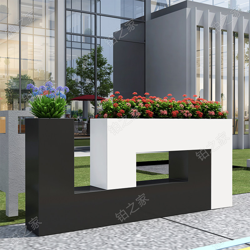 Sample House Display Center Iron Art Flower Case Outdoor Rectangular decorative flower beds Flower Groove Planting Case Fence Partition Flower Pot combination