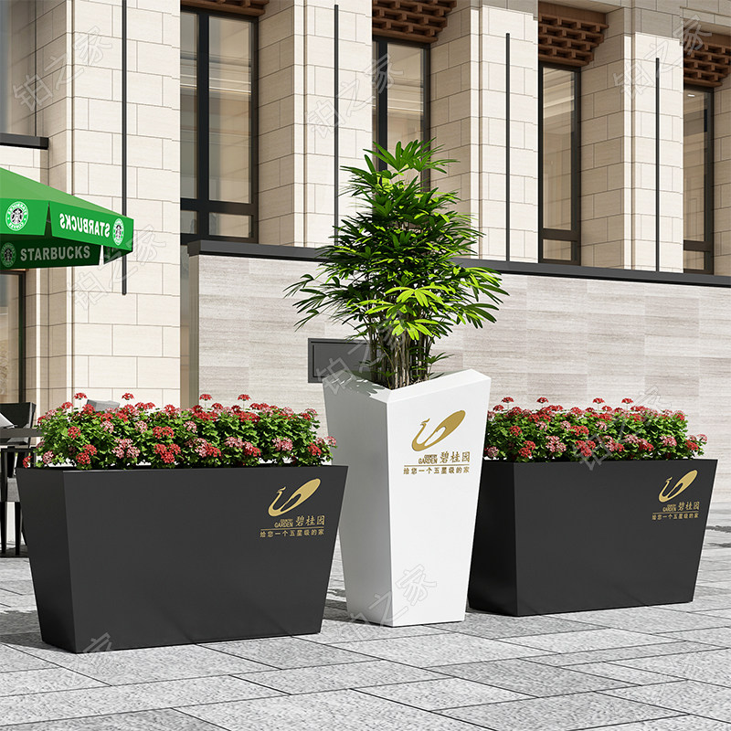 Outdoor Flower Case Combo Iron Art Flower Trough Landscaped Square Road Real Estate Sample House Display Centre Outdoor Flower Beds Customizable