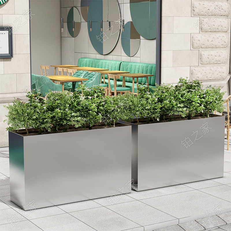 Building Center outdoor planting groove outdoor iron steel flower plaza flower tank mix