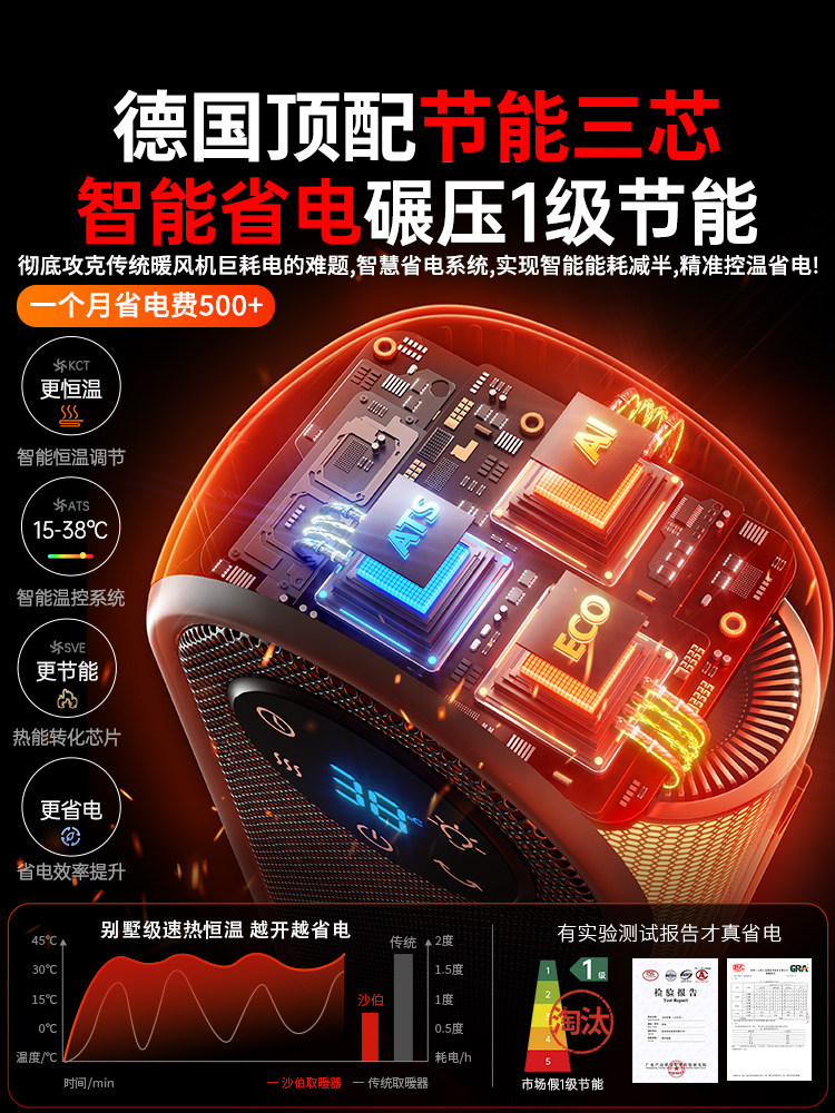 Heater Fan 2025 New Model Large Area Household Graphene Electric Heater Energy-Saving Device Winter Little Sun