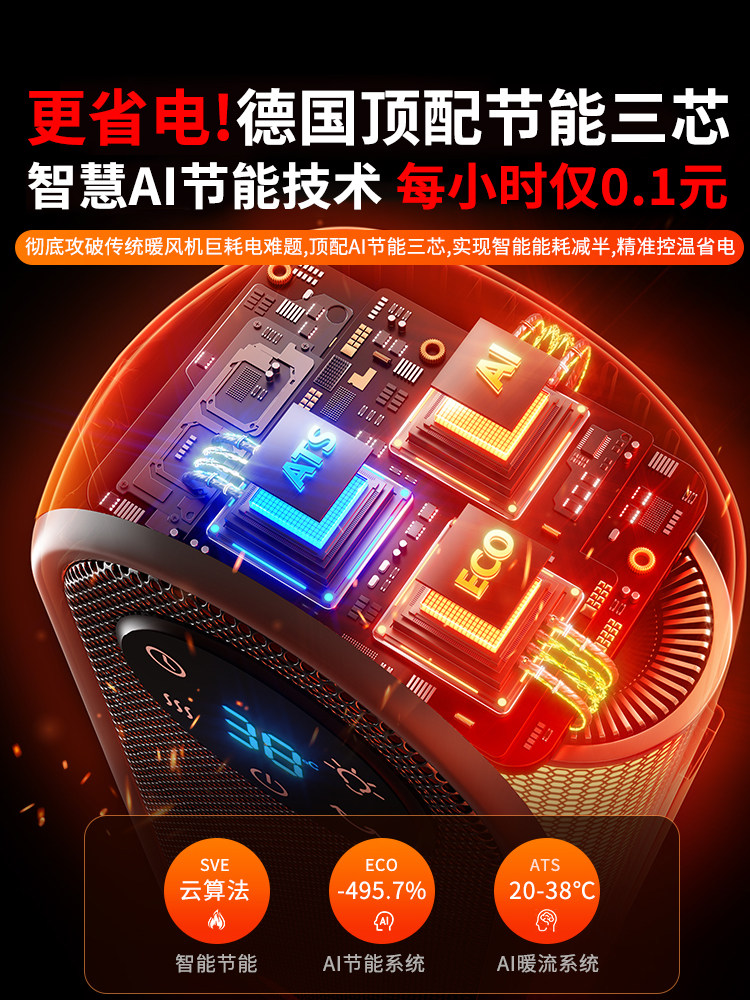 Heater Fan 2025 New Model for Whole House Large Area Home Use Energy-Saving Graphene Electric Heater Magic Device Little Sun