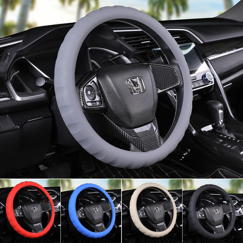 Four seasons General Motors Silicone Gel Steering Wheel Sleeve Woman Korea Cute Thin Non-slip Personality Steering Wheel Set Driving Cover