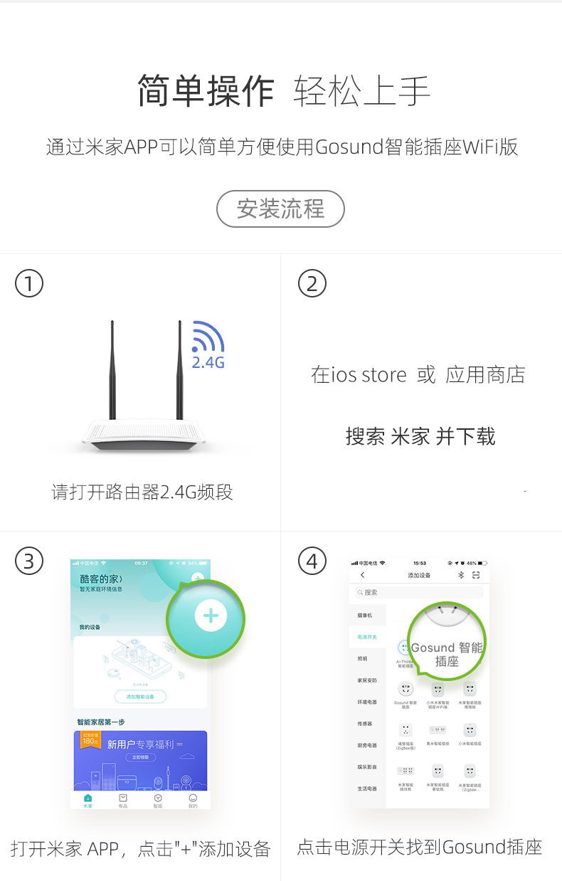 Gosund wifi智能插座 米家APP/云智能APP 远程+语音控制 图8