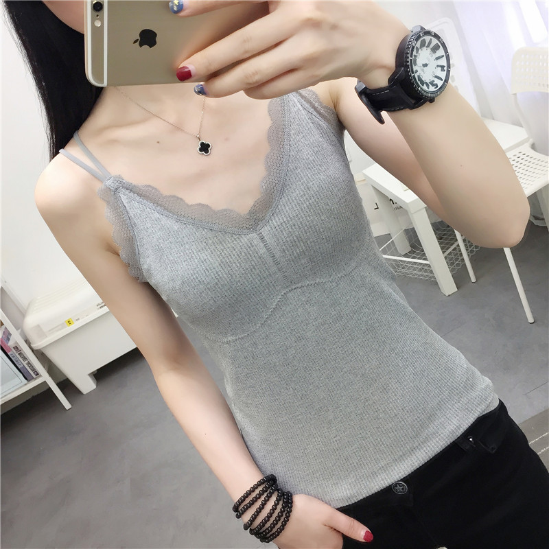 Vẻ đẹp phụ nữ vest rơi xuống đáy của tay chéo vành đai sexy sling vest mà không vòng thép 2020 mới váy bên ngoài.