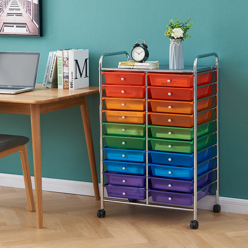 Mobile pulley drawer storage cabinet Sandwich bedroom transparent gap storage cabinet Multi-layer file narrow shelf