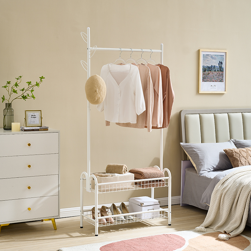 Hangshirt frame floor bedroom single rod double layer shelf indoor drying removable band coat rack