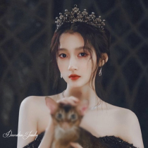 New retro dark Black Princess Bride Crown  Birthday Makeup True Wedding Wedding Wedding senior headwear Atmosphere