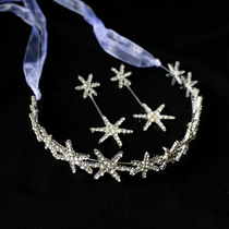 Bride headgear Korean style Mori hair accessories Super fairy simple Bridesmaid star hair band White yarn accessories set