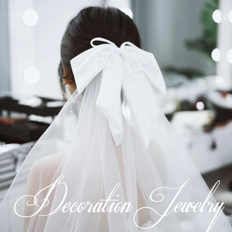 Bridal Headwear Head Yarn Mesh Butterfly Knot Hair with short Travel Photograph Wedding photo Write True Wedding Little Head Yarn Korean Style