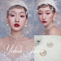 Temperament European and American personality Joker simple hipster hiphop girl heart small earrings pearl earrings earrings ear jewelry