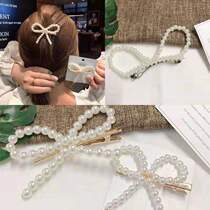 ins Net red White Pearl hairclip female Korean personality temperament Korean bow clip fashion bride