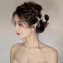 Bride South Korean Superfairy Crystal Flow Su Butterfly Ears Osteoclast Woman Lukewarm Wind Sensuous pearl No earbuds Single ear clip