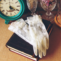 Bride wedding short lace silk mesh fresh super fairy gloves spring summer wedding photo gloves accessories photo studio