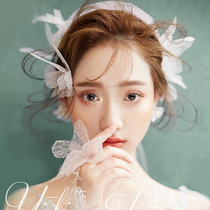 Bridal headdress Sen Department Xianmei 2019 new beautiful Korean hair accessories wedding wedding hair band toast white yarn jewelry