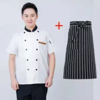 Белый фартук, короткий рукав