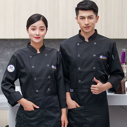 [厨师服长袖秋冬装男酒店宾馆饭店餐厅食堂烘培坊女短袖餐饮工作服]