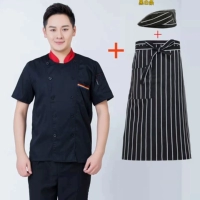 Черный фартук, шапка, короткий рукав