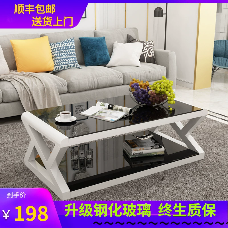 Bàn cà phê Bắc Âu kết hợp tủ bếp đơn giản hiện đại sáng tạo kinh tế nhỏ bàn cà phê kính cường lực nướng bàn cà phê - TV