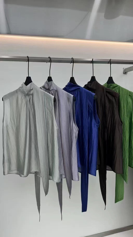 Design Style: Sleeveless Mulberry Silk Ribbon Top Shirt, Sleeveless, Reversible, Slightly Sheer, Loose-Fitting Summer Shirt for Women