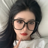 Черно -рама очки женская рама рамы Большой Иопия Иопия Соглашение, круглый лицевой лицевой датчик смарт -световой рамки боксинг плоский световой зеркал