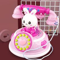 Music phone childrens retro cartoon landline early education puzzle story machine mode real machine light music toy female