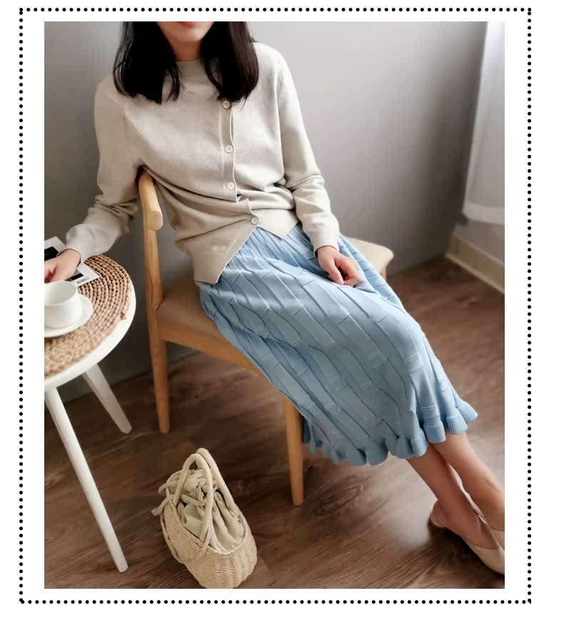 Váy midi nữ dài 2019 thu đông thiết kế mới ý nghĩa thun nhỏ cạp cao cạp cao xếp li váy - Váy chân váy bút chì dài