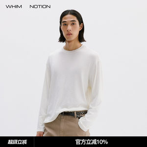 Whimnotion 26Aw'Wool Lyocell Bamboo' Snowflake Texture Rolled Edge Long-Sleeve T-Shirt, Relaxed and Lazy Style