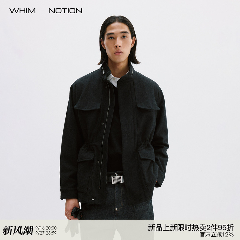 Whimnotion 26Aw'Wool M65' Hunting Jacket with Adjustable Waist, Casual Heavy Woolen Coat Whimnotion 26Aw'Wool M65' Hunting Jacket with Adjustable Waist, Casual Heavy Woolen Coat