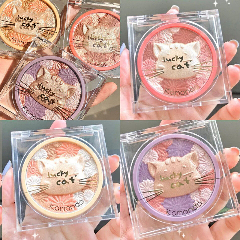 kamonda cardream chard flowers with high light blush meow Martian soft cute cat blush glitter with bright nude makeup-Taobao