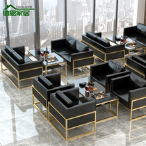 Modern office sofas minimalist reception room lounge business guests in talks waiting for iron art sofa tea table combinations