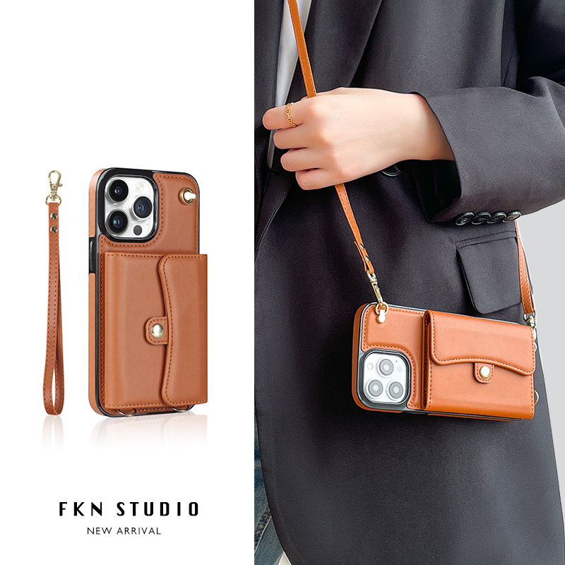 6-Color Horizontal and Vertical Wallet-Style Card Holder, Niche Design Suitable for Apple 17 Pro Max Phone Case, iPhone 16 Light Luxury 15 Pro Max with Lanyard, 14 Pro Simple, 13 Pro Max High-End, 12 Personalized Crossbody