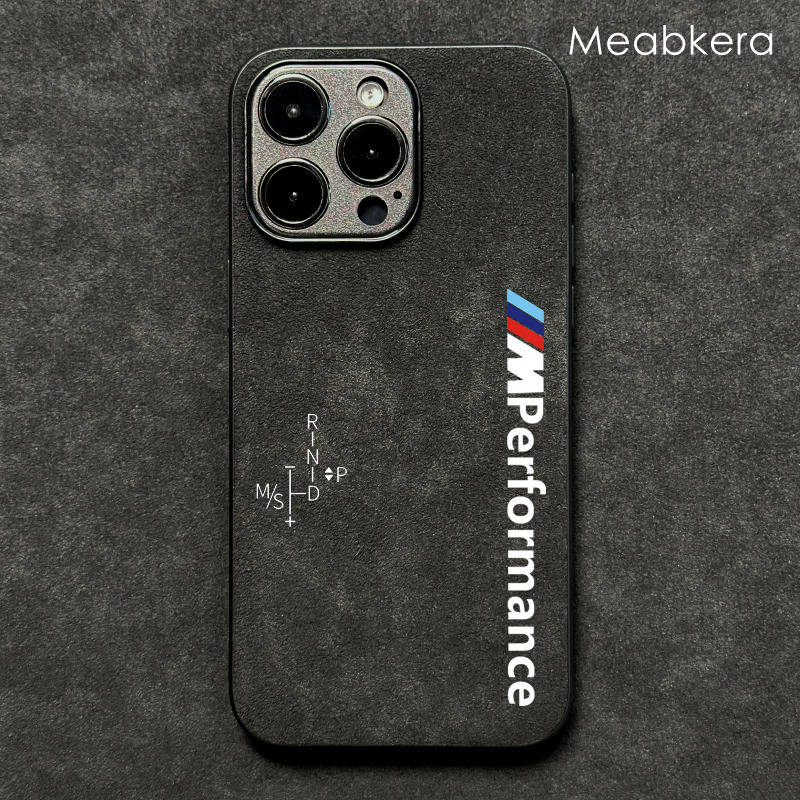 Suitable for Apple iPhone 17 Phone Case Alcantara Suede Leather 16 Pro Max Full Protection Anti-Drop 15 Plus Protective Cover 14 Bmw 13 Car Logo Trendy New Model for Men and Women