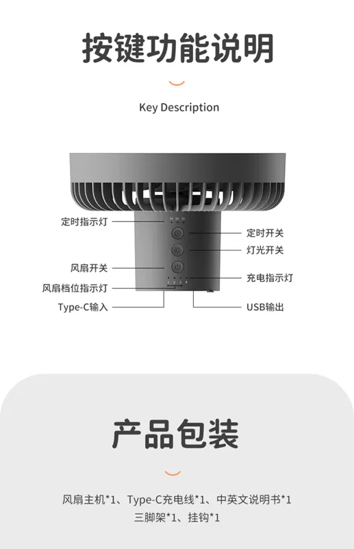 CYKE Quạt Cắm Trại Ngoài Trời Di Động USB Sạc Lều Cắm Trại Đèn Chân Máy Quạt Nhỏ Treo Quạt Trần Chiếu Sáng Gió Mạnh Siêu Tuổi thọ Câu Cá Quạt Điện Gấp Làm Mát Hiện Vật quần áo bảo hộ có phản quang