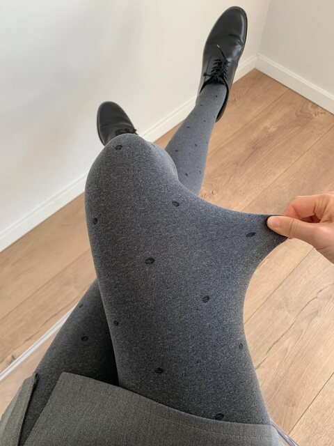 Gray Polka Dot Pantyhose for Tall Women, Extra-Long, Thickened for Spring, Autumn, and Winter, Slimming Pressure Leggings for Outerwear