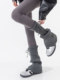Autumn and Winter Solid Color Lace-Up Bow Micro-Flared Knit Stacked Socks Snow Boot Leg Warmers Layered Calf Socks Jk
