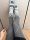Gray Fair Isle wool pile socks for women autumn and winter 2025 new retro slimming thickened snow boot leg covers