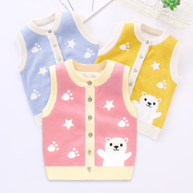 Baby woolen vest boys and girls knit autumn and winter baby vest spring and autumn outer wear vest children's sweater inner wear